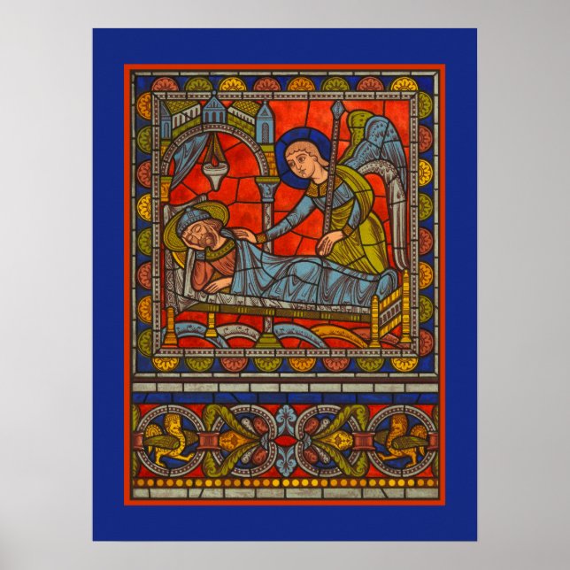 S:t Joseph's Dream Stached Glass Chartres Window Poster (Framsidan)
