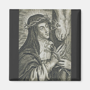 S:t Katarina av Siena Korsfästelse Art Noir Tro Magnet
