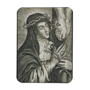 S:t Katarina av Siena Korsfästelse Art Noir Tro Magnet