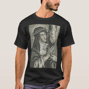 S:t Katarina av Siena Korsfästelse Art Noir Tro T Shirt