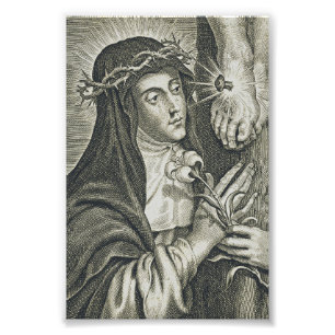 S:t Katarina av Siena Korsfästelsen Art Noir Tro Fototryck
