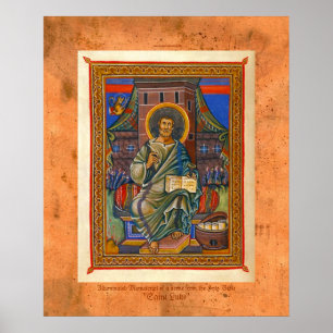 S:t Luke Illuminated Medieval Religiösa Art Skriv Poster