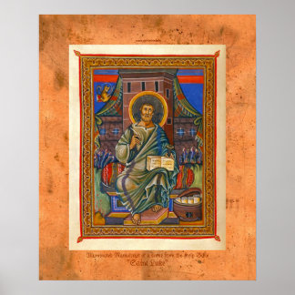 S:t Luke Illuminated Medieval Religiösa Art Skriv  Poster