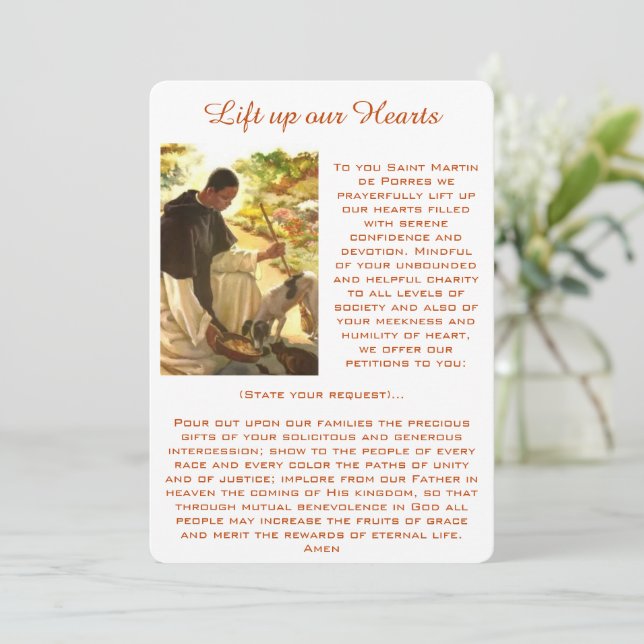S:t Martin de Porres Prayer Rational Harmony Card (Stående Fram)