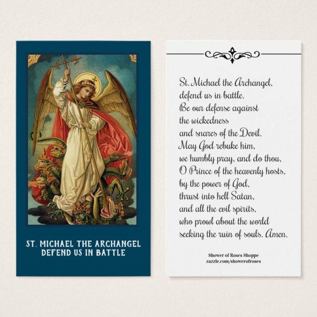 S:t Michael, Heliga-kortet för Archangel Prayer Visitkort (Framsida & baksida)