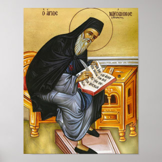 S:t Nicodemus Hagioriten Ortodoks ikontryck Poster