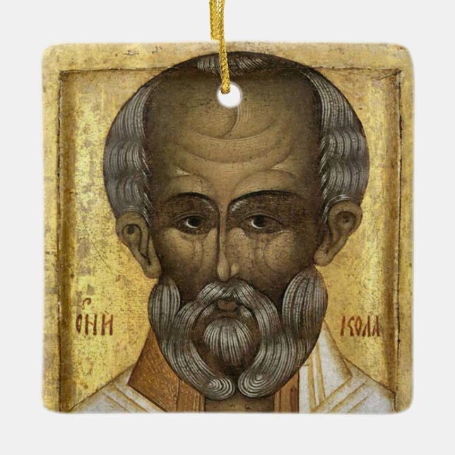 S:t Nikolaus Undergörarens Ikon Jul Julgransprydnad Keramik (Framsida)