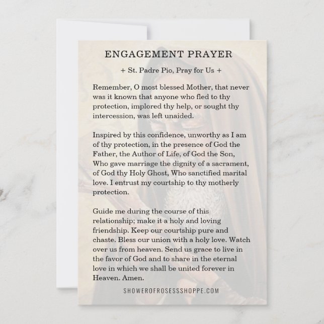 S:t Padre Pio-Förlovningen katolska Prayer Anteckningskort (Framsida)