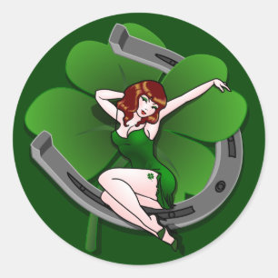 S:t Partick's Stickers Lucky Charm Pin-up Sticker Runt Klistermärke