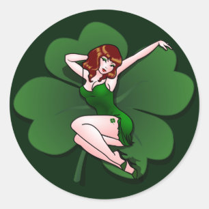 S:t Partick's Stickers Lucky Charm Pin-up Sticker Runt Klistermärke