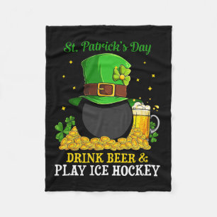 S:t Patrick#39;s Day Drink Beer Play Ice Hockey Ro Fleecefilt