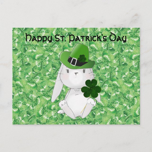 S:t Patrick-dagen med Irish Bunny, schaktbg Vykort (Framsida)