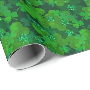 S:t Patrick-dagen Sparkling Shamrock Gift Wrap Presentpapper