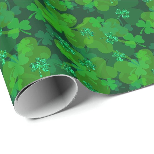 S:t Patrick-dagen Sparkling Shamrock Gift Wrap Presentpapper (Rullad Hörn)