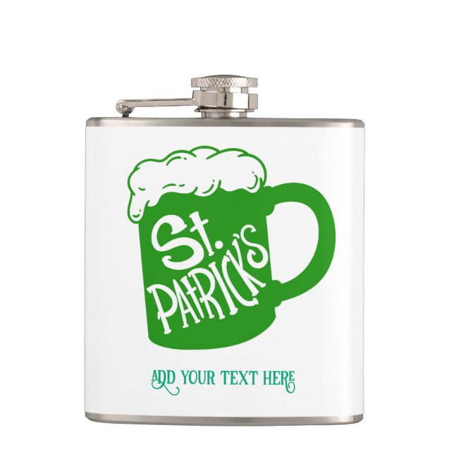 S:t Patrick-Day-Anpassningsbar-kolv Grönt Beer Mug Fickplunta (Framsidan)