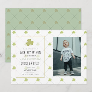 S:t Patrick Day Clean Grönt Foto Birthday Inbjudningar