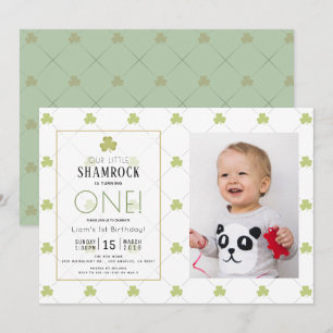 S:t Patrick Day Clean Grönt Photo1st Birthday Inbjudningar
