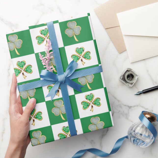 S:t Patrick Day Grönt Hat Shamrock Vine Irish Wr Presentpapper (Gifting)