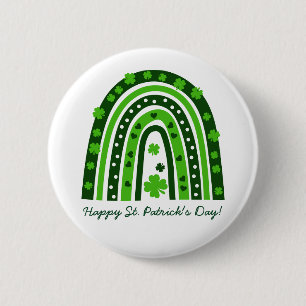S:t Patrick Day Grönt Shamrock Boho Rainbow Knapp