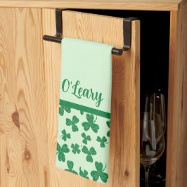 S:t Patrick Day-Grönten Shamrock Monogrammed Kökshandduk