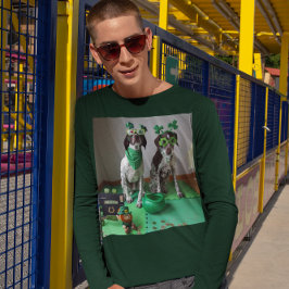 S:t Patrick Day Hundar Redo till Party Långärmad Tee Shirt