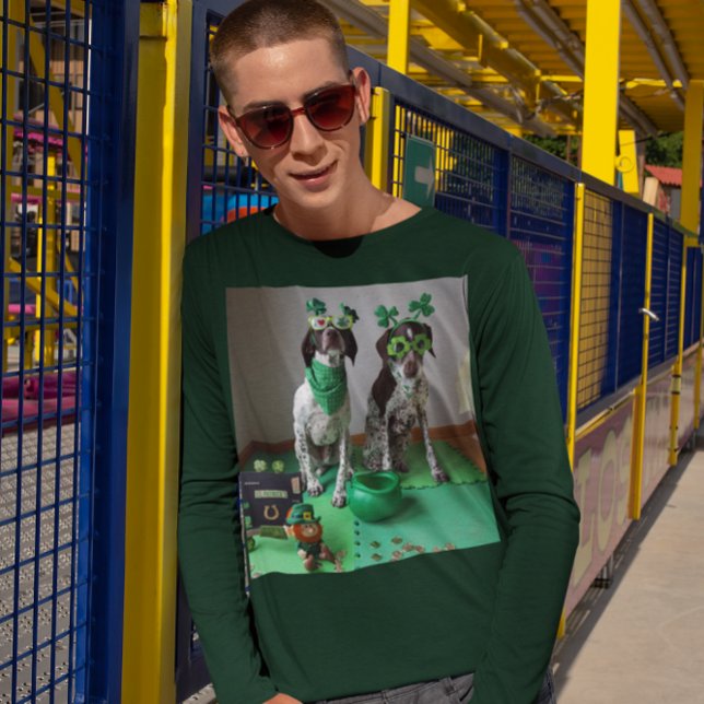 S:t Patrick Day Hundar Redo till Party Långärmad Tröja (St. Patrick's Day Dogs Ready to Party Long Sleeve T-Shirt)
