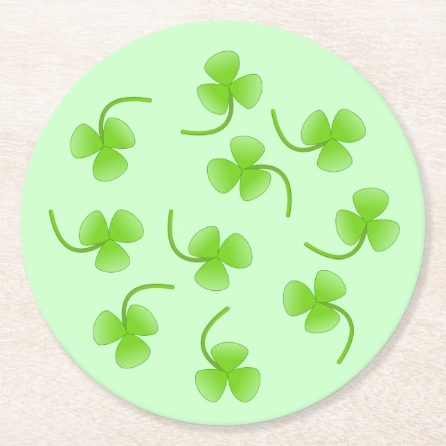 S:t Patrick Day Shamrock Papper Underlägg Rund (Framsidan)
