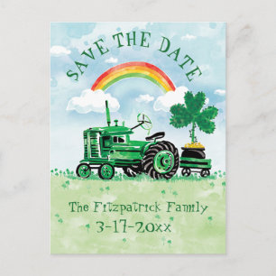 S:t Patrick Day Vintage Tractor Spara datum Meddelande Vykort