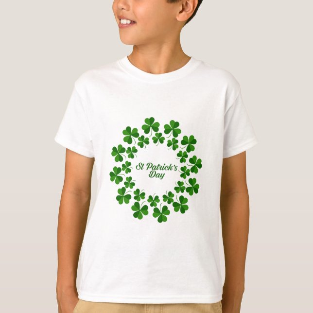 S:t Patrick-Grönten Klöver T Shirt (Framsida)