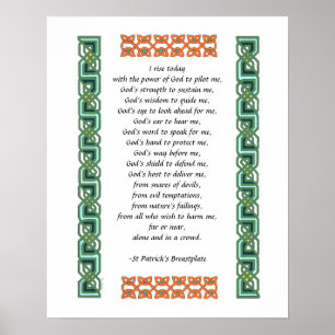 S:t Patrick's Breastplate Prayer Grönt Celtic Knot Poster