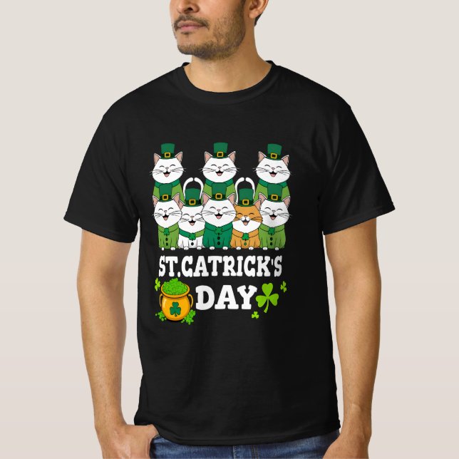 S:t Patrick's Catricks Day Cats for All Age T Shirt (Framsida)