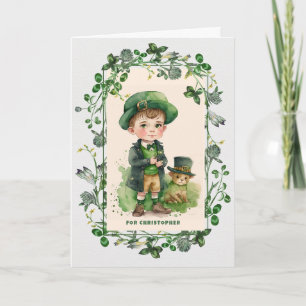S:t Patricks dag Birthday. Little Irish Boy Kort