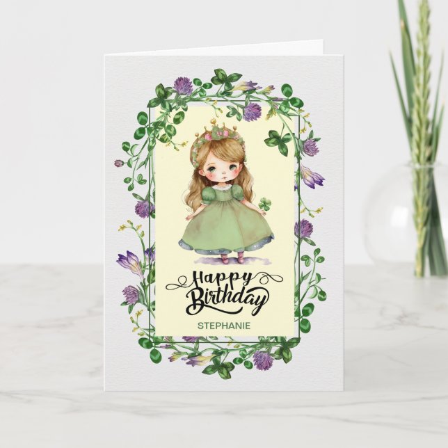 S:t Patricks dag Birthday. Little Irish Princess Kort (Framsida)