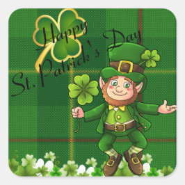 S:t Patricks dag dekaler Leprechaun Shamrocks Fyrkantigt Klistermärke