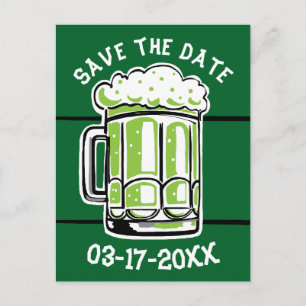 S:t Patricks dag Party Grönt Beer Spara datum Meddelande Vykort