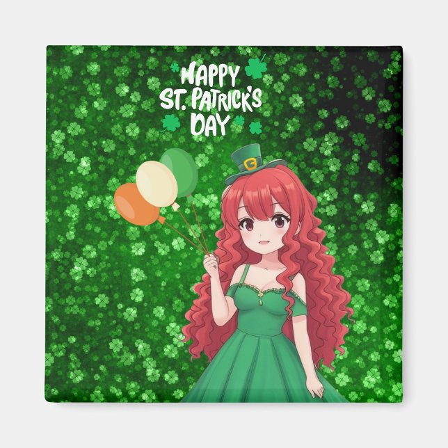 S:t Patricks dag söt, irländsk anime tjej Magnet (Framsidan)