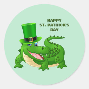 S:t Patrick's Day Alligator Helgdag Runt Klistermärke