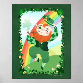 S:t Patrick's Day Cute Leprechaun Art Print Poster