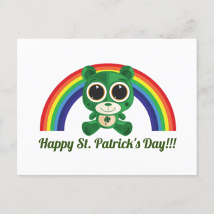 S:t Patricks Day Nalle och Rainbow Postcard Vykort