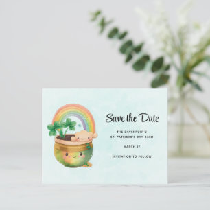 S:t Patrick's Day Rainbow & Klöver Spara datumet Inbjudan Vykort