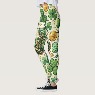 S:t Patrick's Day Shamrock & Guld Women's Leggings