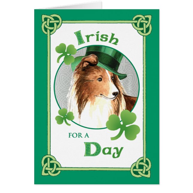 S:t Patrick's Day Sheltie Hälsningskort (Framsidan)