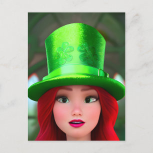 S:t Patricks Day Tecknad Woman-vykort Vykort