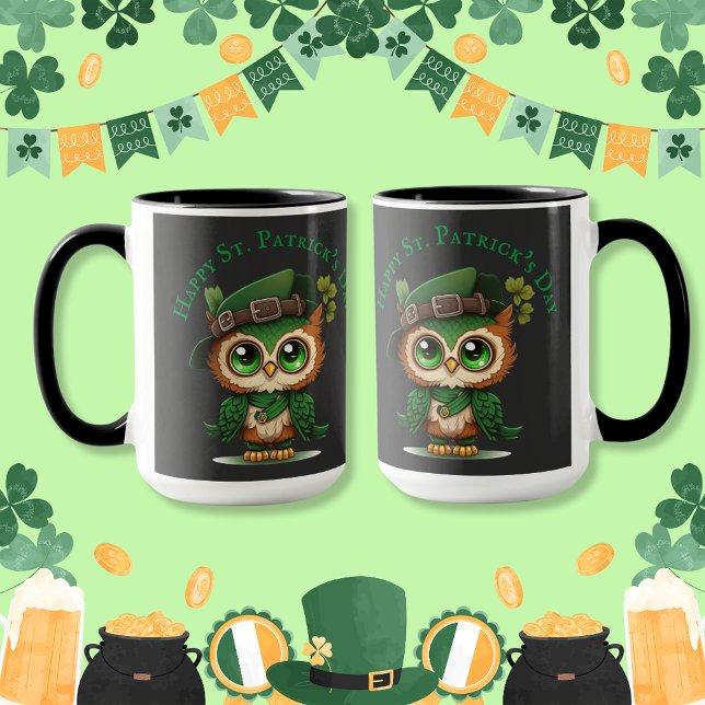 S:t Patricks Grönt Uggla Mugg (St. Patrick's Day Green Owl Mug)