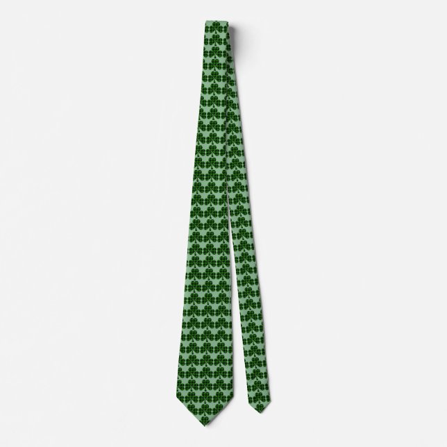 S:t Patricks klövergröna svarta rutiga shamrockar Slips (Framsida)