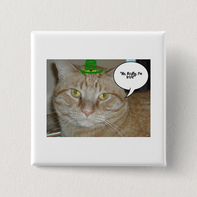 S:t Patricks Orange Tabby katt Knapp (Framsida)