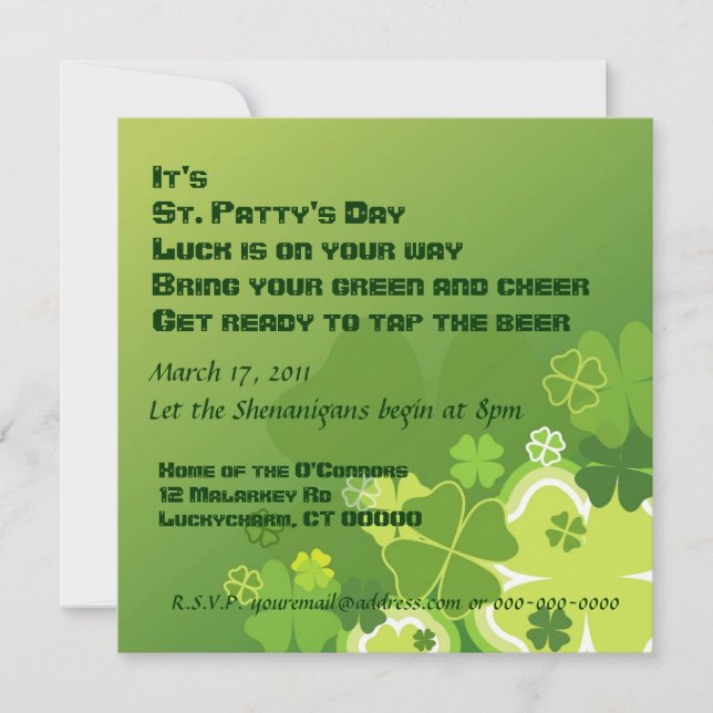 S:t Patty's Day-inbjudan Inbjudningar (Framsida)