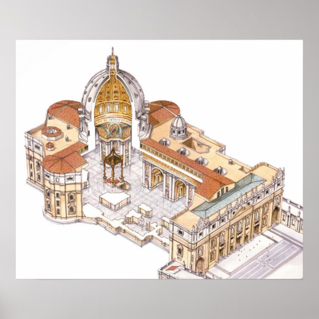 S:t Peter Basilica. Vatikanstaten Rom. Italien Poster (Framsidan)