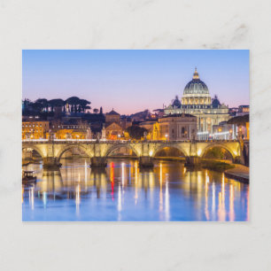 S:t Peter's Cathedral på Roms nattliga Italien Vykort
