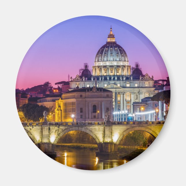 S:t Peter's Cathedral Vatican city Rom dusk Magnet (Framsidan)